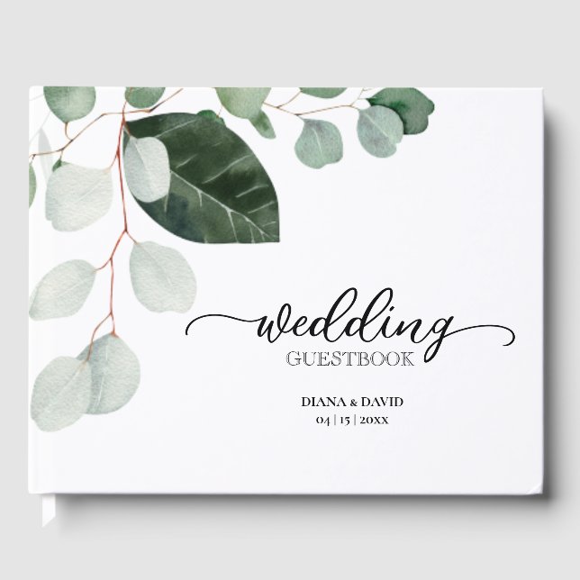 SPRING BEAUTY BOTANICAL GREENERY  Wedding Guest Book (Front)