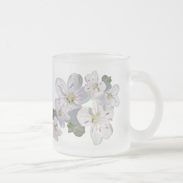 Spring Beauty Wildflower Frosted Glass Coffee Mug (Right)