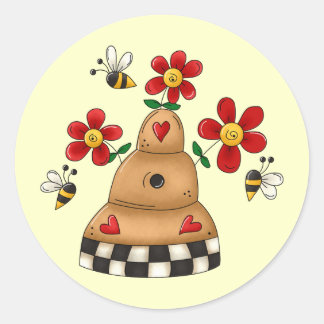 Spring Beehive Classic Round Sticker