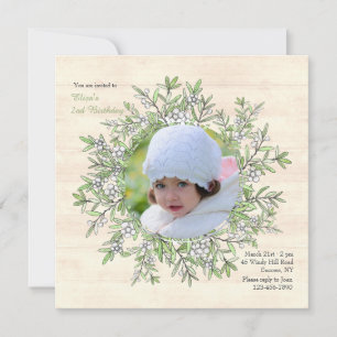 Spring Berry Wreath Photo Invitation