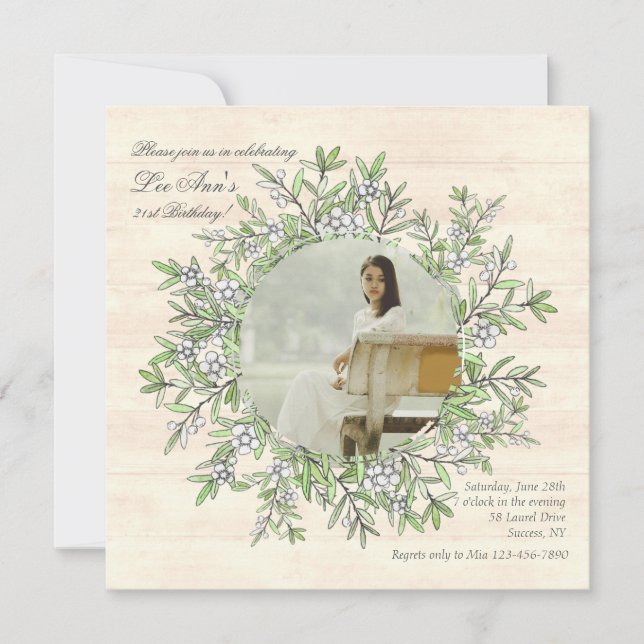 Spring Berry Wreath Photo Invitation (Front)