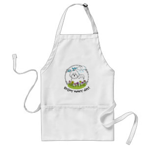 Spring Bichon Frise Dog with Flowers - Cute Standard Apron