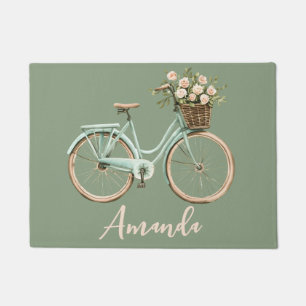 Spring Bicycle Green Pink Doormat