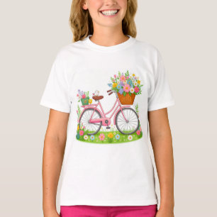 Spring Bicycle with Flowers and Bird T-Shirt