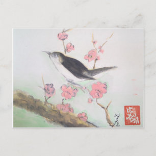 Spring bird and Cherry bloosom Postcard
