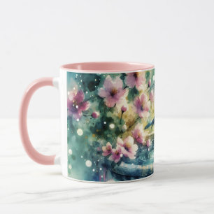 Spring Bird Bath Watercolor Mug