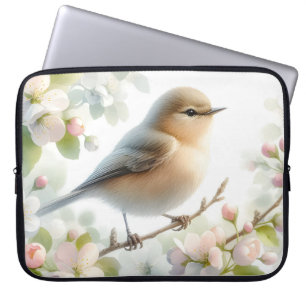 Spring Bird Cherry Blossom Floral Watercolor Laptop Sleeve