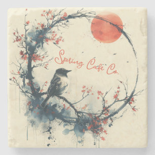 Spring Bird Floral Stone Coaster