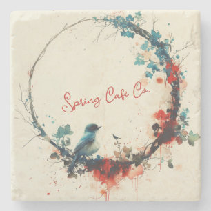 Spring Bird Floral Stone Coaster