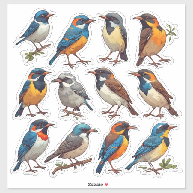 Spring Bird Illustration Sticker Pack 🐦 (Sheet)