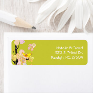 Spring Bird Light Green Wedding Return Address