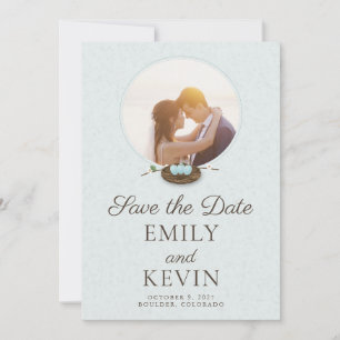 Spring Bird Nest Photo Wedding Save the Date Invitation