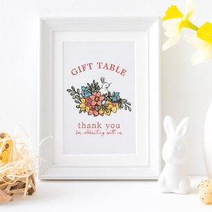 Spring Birds and Bunny Baby Shower Gift Table Sign