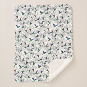 Spring Birds Baby Sherpa Blanket Hummingbirds