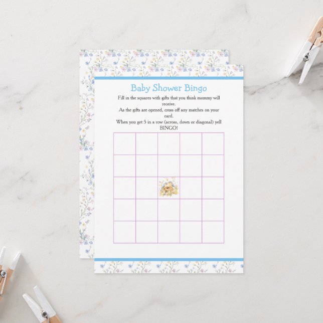 Spring Birds Baby Shower Bingo Invitation (Front/Back In Situ)