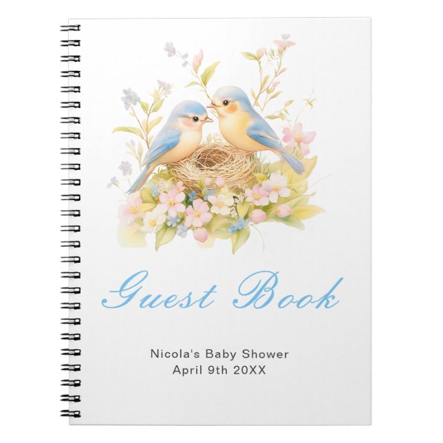 Spring Birds Baby Shower Guest Book (Front)