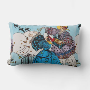 SPRING BIRDS / BEAUTY FASHION COSTUME DESIGNER LUMBAR CUSHION
