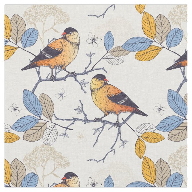 Spring Birds Fabric (Close Up)