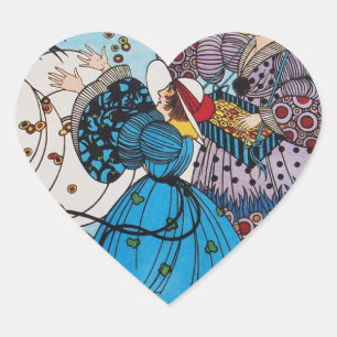 SPRING BIRDS / FASHION COSTUME DESIGNER HEART STICKER