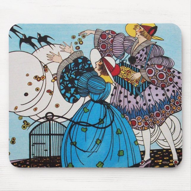 SPRING BIRDS / FASHION COSTUME DESIGNER MOUSE MAT (Front)