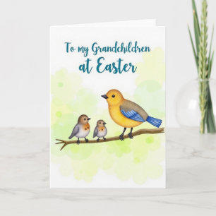 Spring Birds Grandchildren Easter Card
