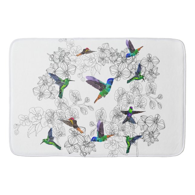 Spring Birds - Hummingbird - Choose/Add Your Colou Bath Mat (Front)
