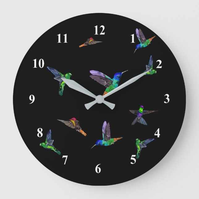 Spring Birds - Hummingbird - Choose/Add Your Colou Large Clock (Front)