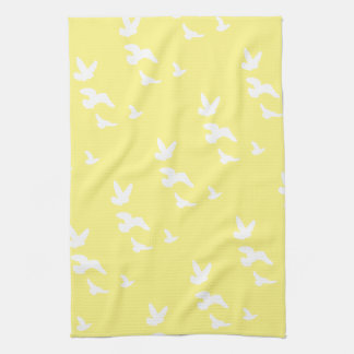 Spring Birds in Flight | Custom Background Colour Tea Towel