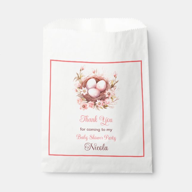 Spring Birds Nest Baby Shower Favour Bags (Front)