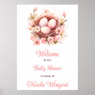 Spring Birds Nest Baby Shower Poster