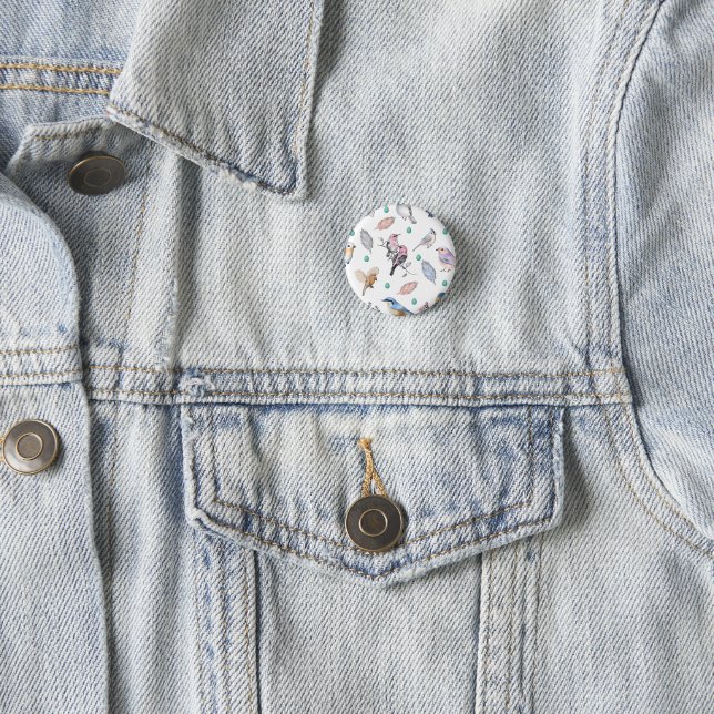 Spring Birds Pattern 3 Cm Round Badge (In Situ)