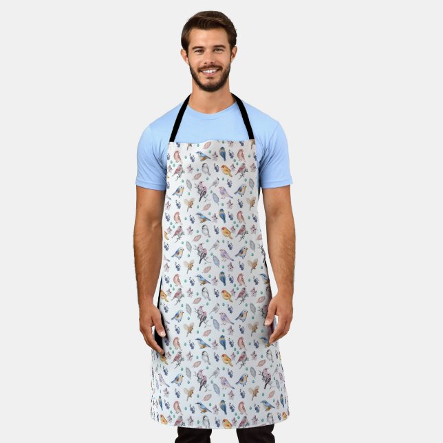 Spring Birds Pattern Apron (Worn)