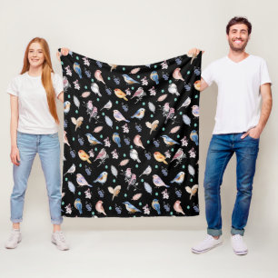 Spring Birds Pattern Fleece Blanket