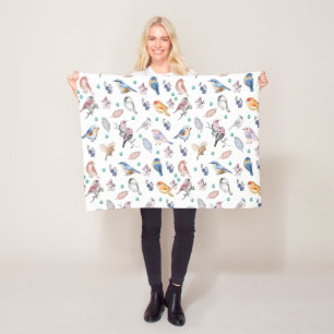 Spring Birds Pattern Fleece Blanket