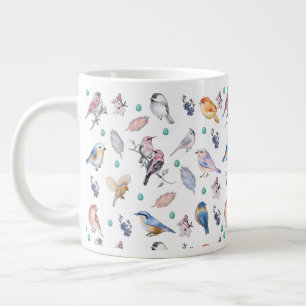 Spring Birds Pattern Large Coffee Mug