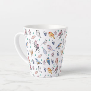 Spring Birds Pattern Latte Mug