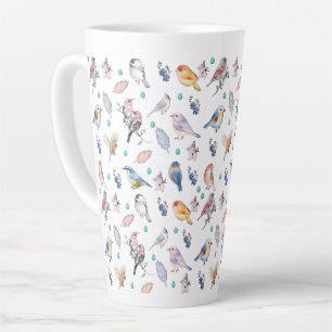 Spring Birds Pattern Latte Mug