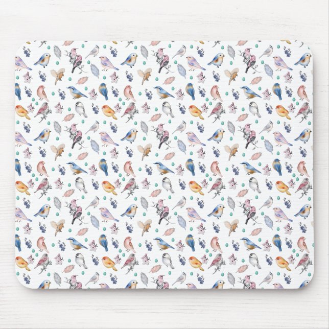 Spring Birds Pattern Mouse Mat (Front)