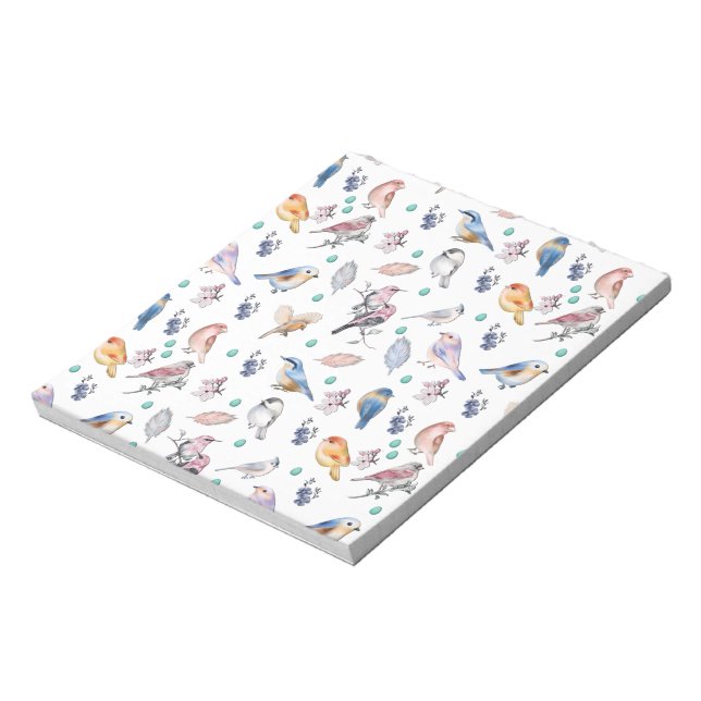 Spring Birds Pattern Notepad (Rotated)
