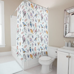 Spring Birds Pattern Shower Curtain