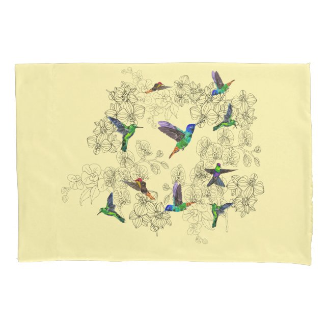 Spring Birds Pillow Case - Custom Colours (Front)