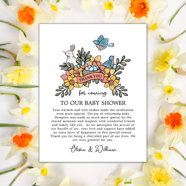 Spring Birds Thank You Baby Shower Card (Creator Uploaded)