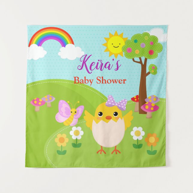Spring Birthday / Baby Shower Backdrop Banner Tapestry (Front)