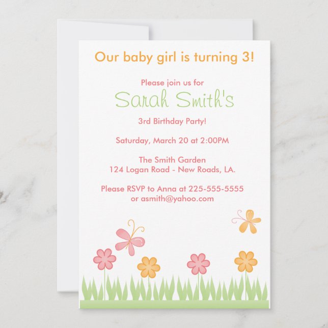 Spring Birthday Invitation (Front)