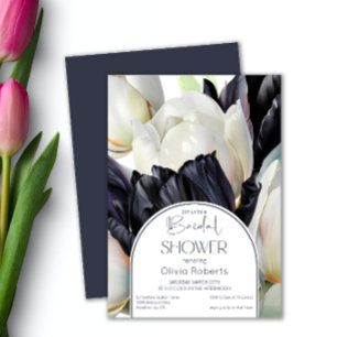 Spring black white tulips Bridal shower Invitation