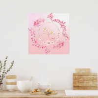 Spring Blessing, Pink Floral Art