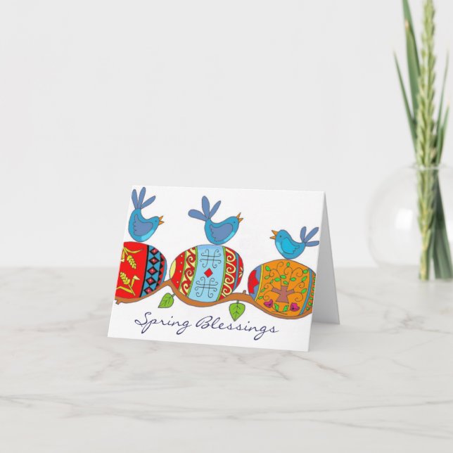 Spring Blessings Ukrainian Folk Art Card (Front)