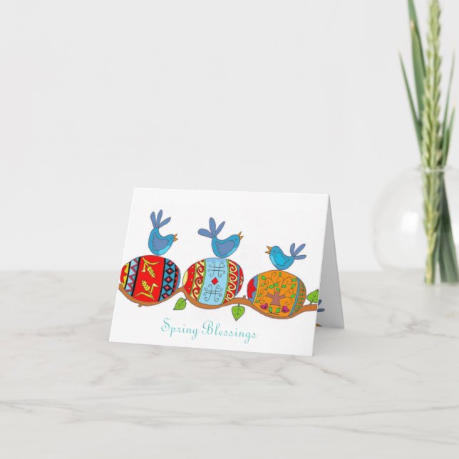 Spring Blessings Ukrainian Folk Art Card (Front)