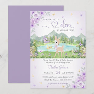 Spring Bloom and Butterflies Deer Baby Shower Invitation