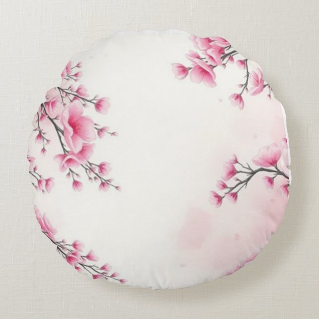 Spring Bloom: Beautiful Floral Design for  Round Cushion (Front)